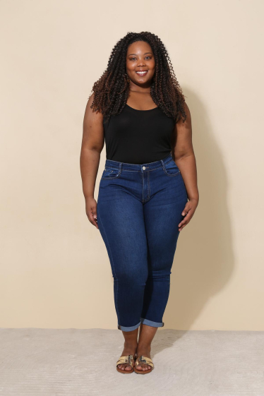 Grossiste G-Smack - jeans foncé coupe droite grande taille