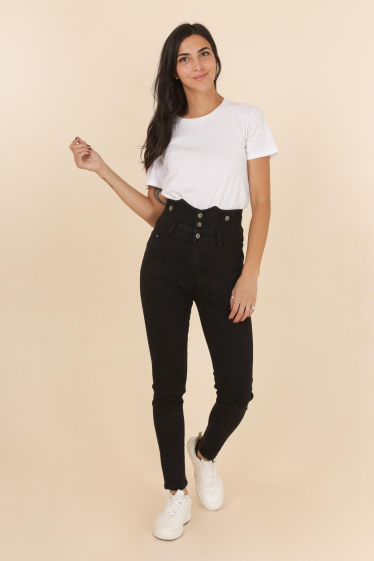 Grossiste G-Smack - jeans noir boutonné grande taille