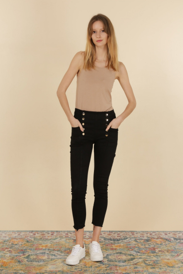 Wholesaler G-Smack - black buttoned jeans plus size