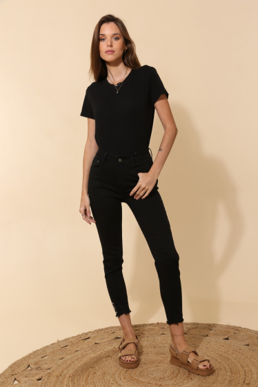 Grossiste G-Smack - jeans noir strass grande taille