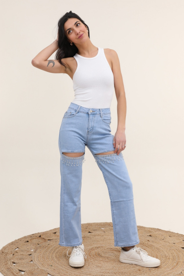 Wholesaler G-Smack - Wide leg jeans with rhinestones