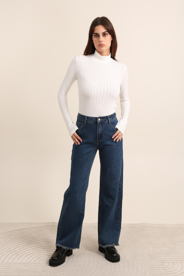 Wholesaler G-Smack - wide leg jeans with frayed bottom