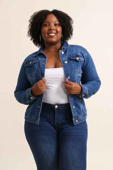 Grossiste G-Smack - veste bleue grande taille