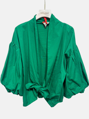 Mayorista Garçonne - Blusa de algodón con manga bola y lazo