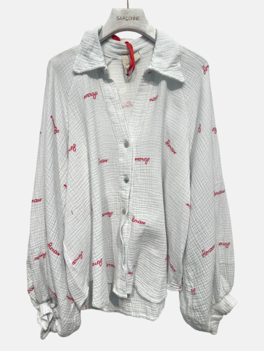 Wholesaler Garçonne - Embroidered cotton gaz blouse “Amour”