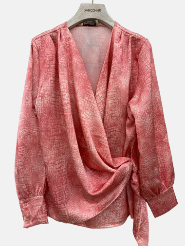 Wholesaler Garçonne - Patterned crossover satin blouse