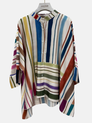 Wholesaler Garçonne - Loose multicolored striped satin shirt