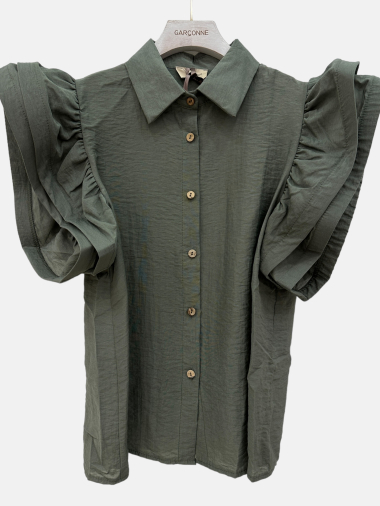 Wholesaler Garçonne - Flowy short-sleeved shirt with ruffle