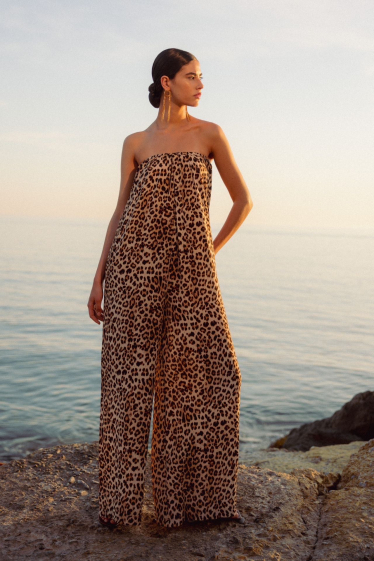 Wholesaler Garçonne - Open back leopard print jumpsuit