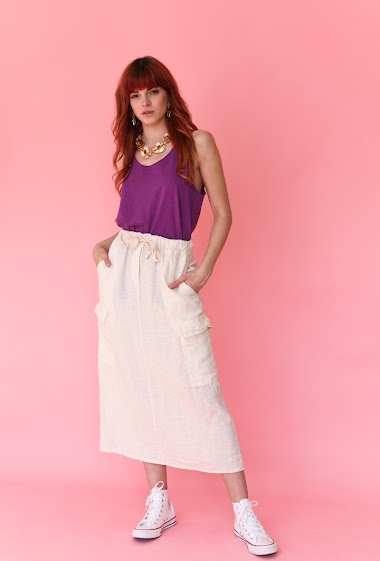 Wholesalers Garçonne - Linen pocket skirt