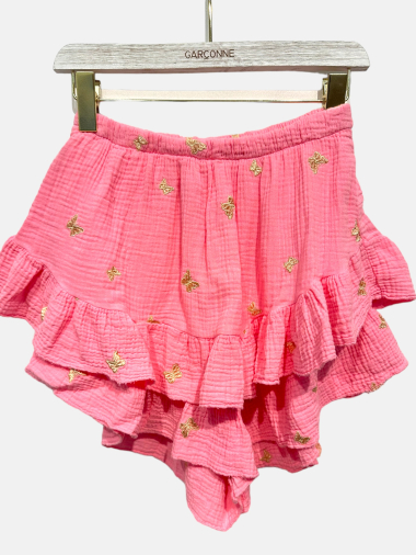 Wholesaler Garçonne - Cotton gas skirt with butterfly embroidery
