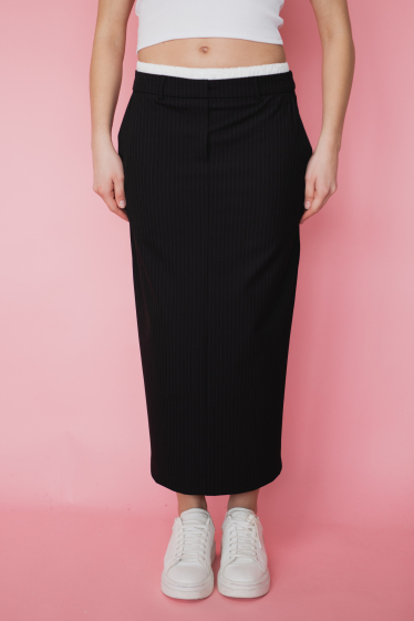 Wholesaler Garçonne - Long striped skirt with slit at the back