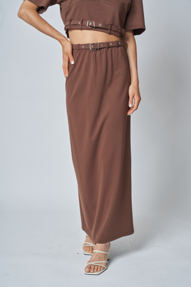 Wholesaler Garçonne - Long belted skirt with eyelets