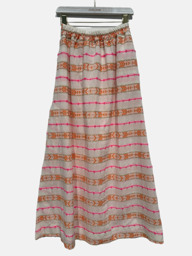 Wholesaler Garçonne - Long cotton skirt with geometric embroidery