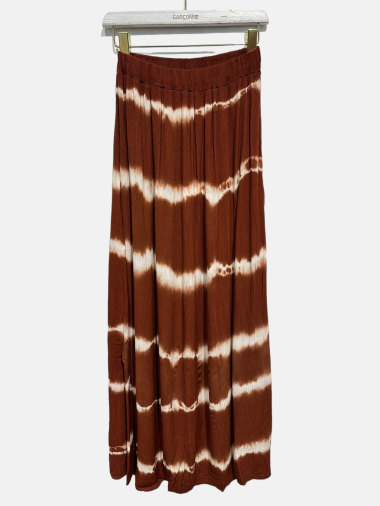 Großhändler Garçonne - Langes ärmelloses Kleid mit V-Ausschnitt in Tie & Dye-Waschung