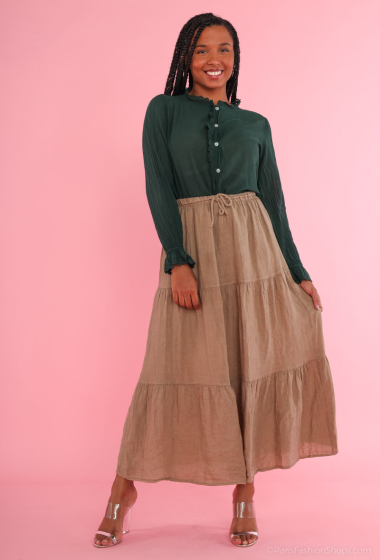 Wholesaler Garçonne - Tiered linen long skirt