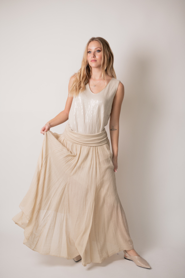 Wholesaler Garçonne - Long cotton cuffed skirt