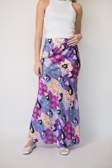 Wholesaler Garçonne - Long patterned satin skirt