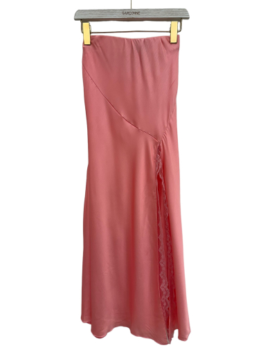Wholesaler Garçonne - Long satin skirt with slit and lace