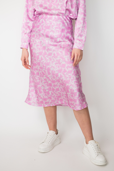 Wholesaler Garçonne - Patterned satin mid-length skirt