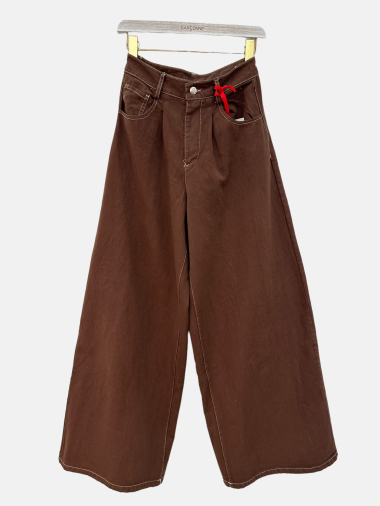 Grossiste Garçonne - Pantalon ample surpiqure contraste
