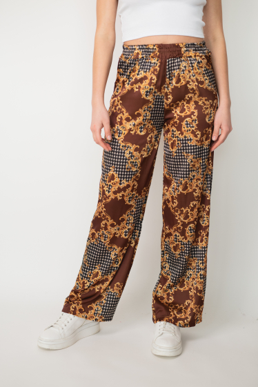 Großhändler Garçonne - Satin-finish flowing trousers with pattern