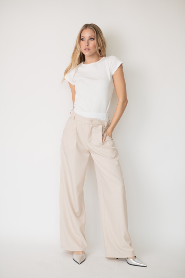Grossiste Garçonne - Pantalon large à taille double bi colore