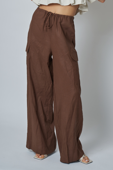 Grossiste Garçonne - Pantalon lin à poches