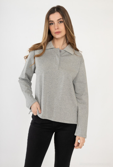Wholesaler Garçonne - Plain long sleeve polo shirt