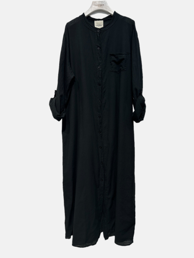 Grossiste Garçonne - Robe chemise col mao à poche