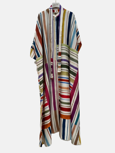 Wholesaler Garçonne - Multicolor striped mandarin collar shirt dress