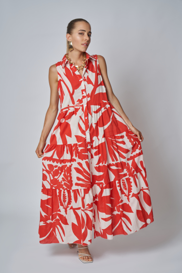 Wholesaler Garçonne - Sleeveless patterned shirt dress