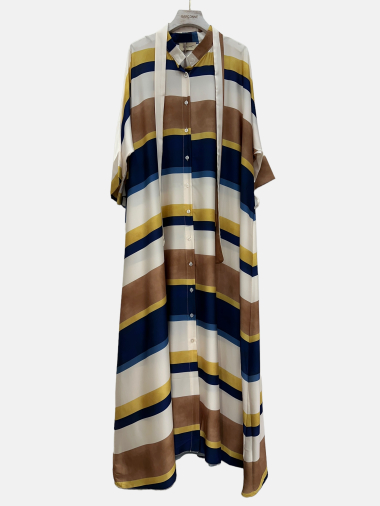 Wholesaler Garçonne - Patterned mao collar satin shirt dress