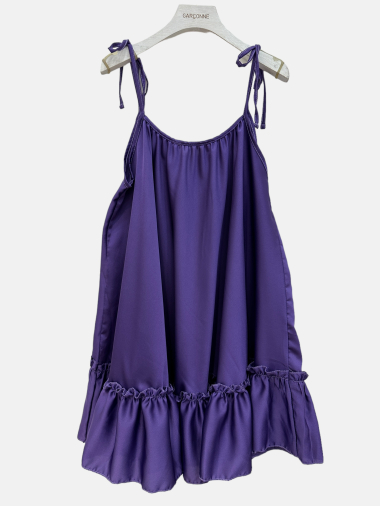 Wholesaler Garçonne - Short satin dress with thin strap ruffle