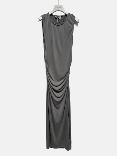 Wholesaler Garçonne - Fluid sleeveless viscose dress, pleated on the side