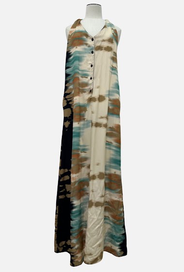 Wholesalers Garçonne - Long dress with open back buttons with pattern