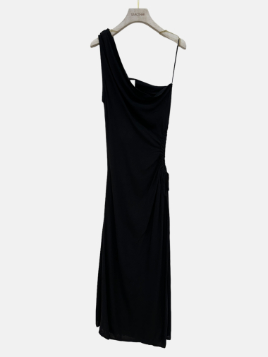 Großhändler Garçonne - Langes asymmetrisches Kleid mit Öffnung an der Hüfte