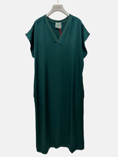 Großhändler Garçonne - Langes Kleid mit V-Ausschnitt