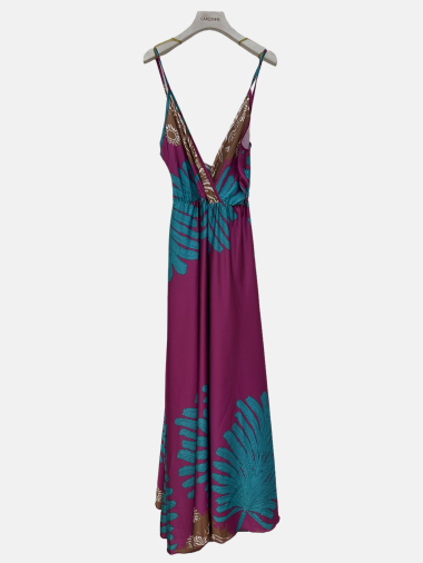 Großhändler Garçonne - Langes Kleid mit doppeltem V-Ausschnitt