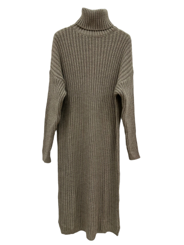 Grossiste Garçonne - Robe longue en laine col roulé