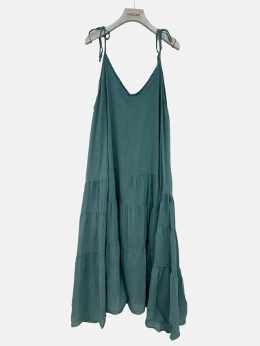 Großhändler Garçonne - Langes Kleid mit V-Ausschnitt und dünnen Trägern