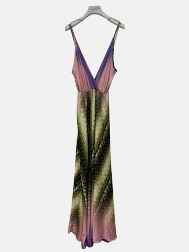 Wholesaler Garçonne - Long fine patterned satin strap dress