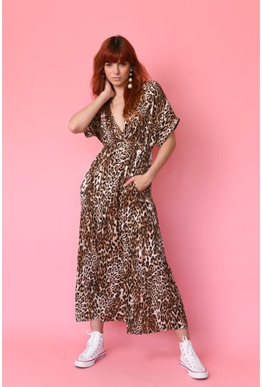 Wholesalers Garçonne - Robe longue fluide à motif léopard