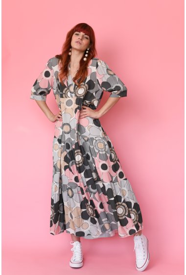 Wholesalers Garçonne - Long flowing dress with pattern