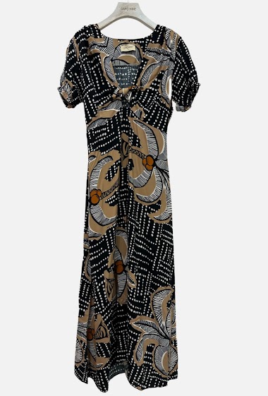 Wholesalers Garçonne - Long flowing V-neck dress with pattern