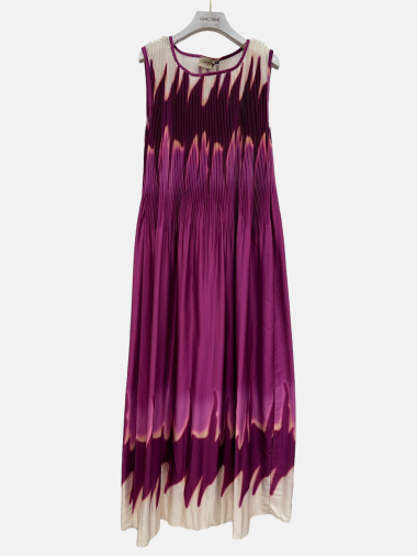 Grossiste Garçonne - Robe longue plissée sans manche à motif
