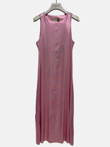 Grossiste Garçonne - Robe longue sans manche à reflet metalique