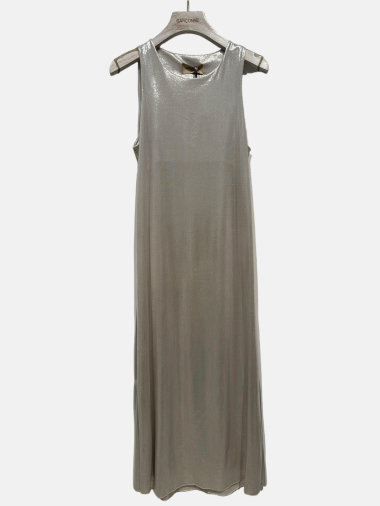 Wholesaler Garçonne - Long sleeveless dress with metallic sheen
