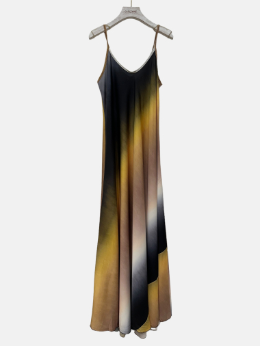 Grossiste Garçonne - Robe longue satin fine bretelle