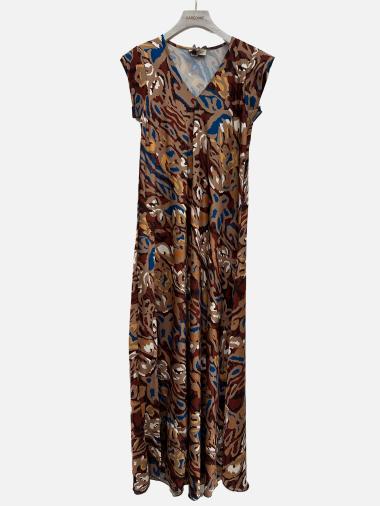 Wholesaler Garçonne - Long sleeveless satin dress with pattern